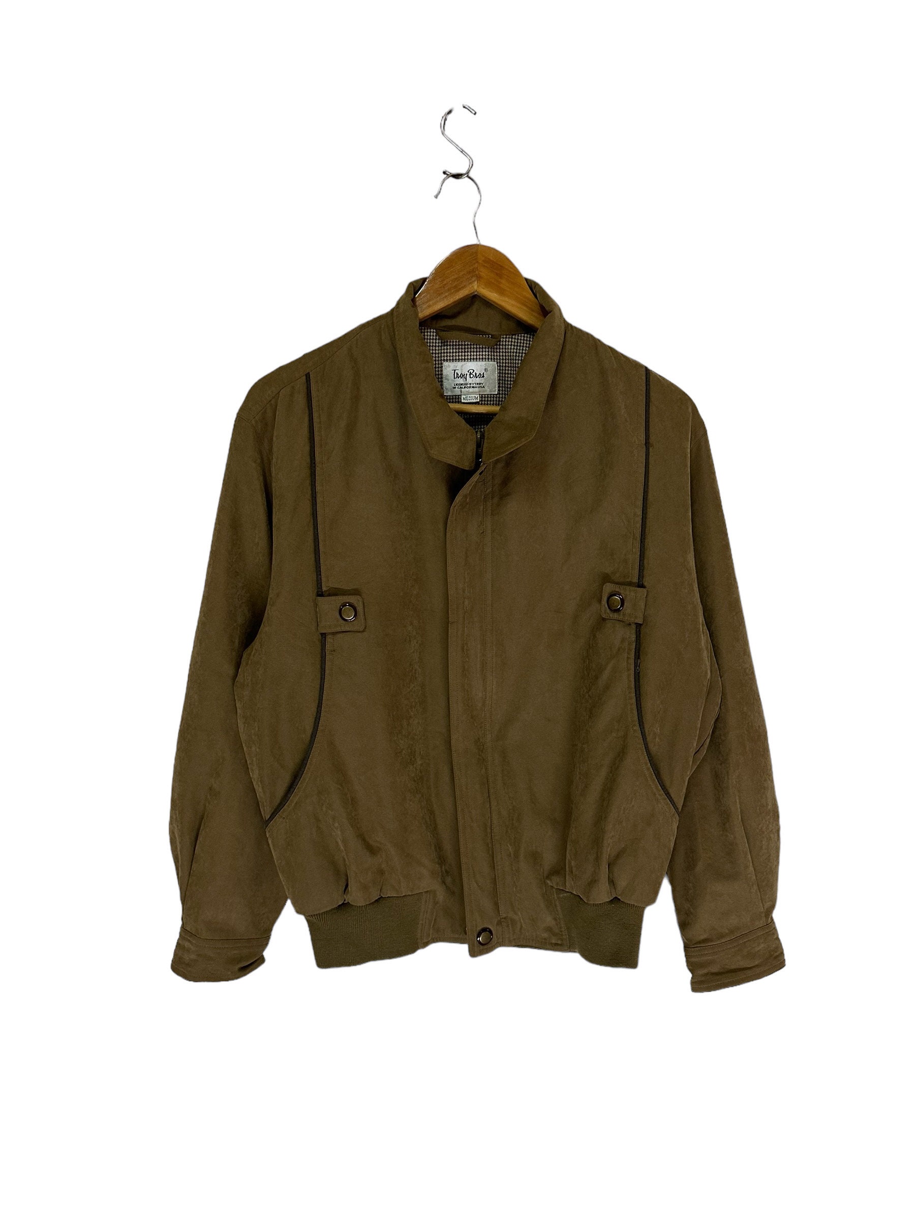 Wool Blend Harrington Herringbone Jacket
