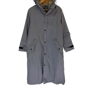 vintage g star overcoat long coat jacket hoodie snapbutton rare design heavy jacket