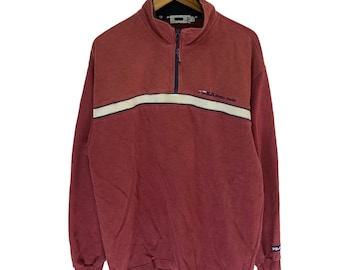 Sudadera Fila vintage de los 90, jersey oversize, media cremallera, logo estampado.