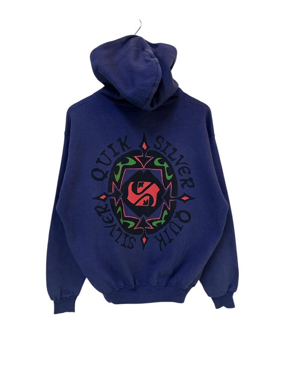 vintage 90s quiksilver hoodie big logo zipper jumper pullover surf brands