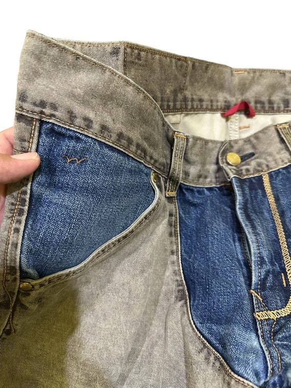 vintage edwin 503 rare design patchwork wide leg … - image 8