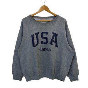 Sudadera vintage Hanes USA de los años 90 con logo grande, jersey tipo jersey.