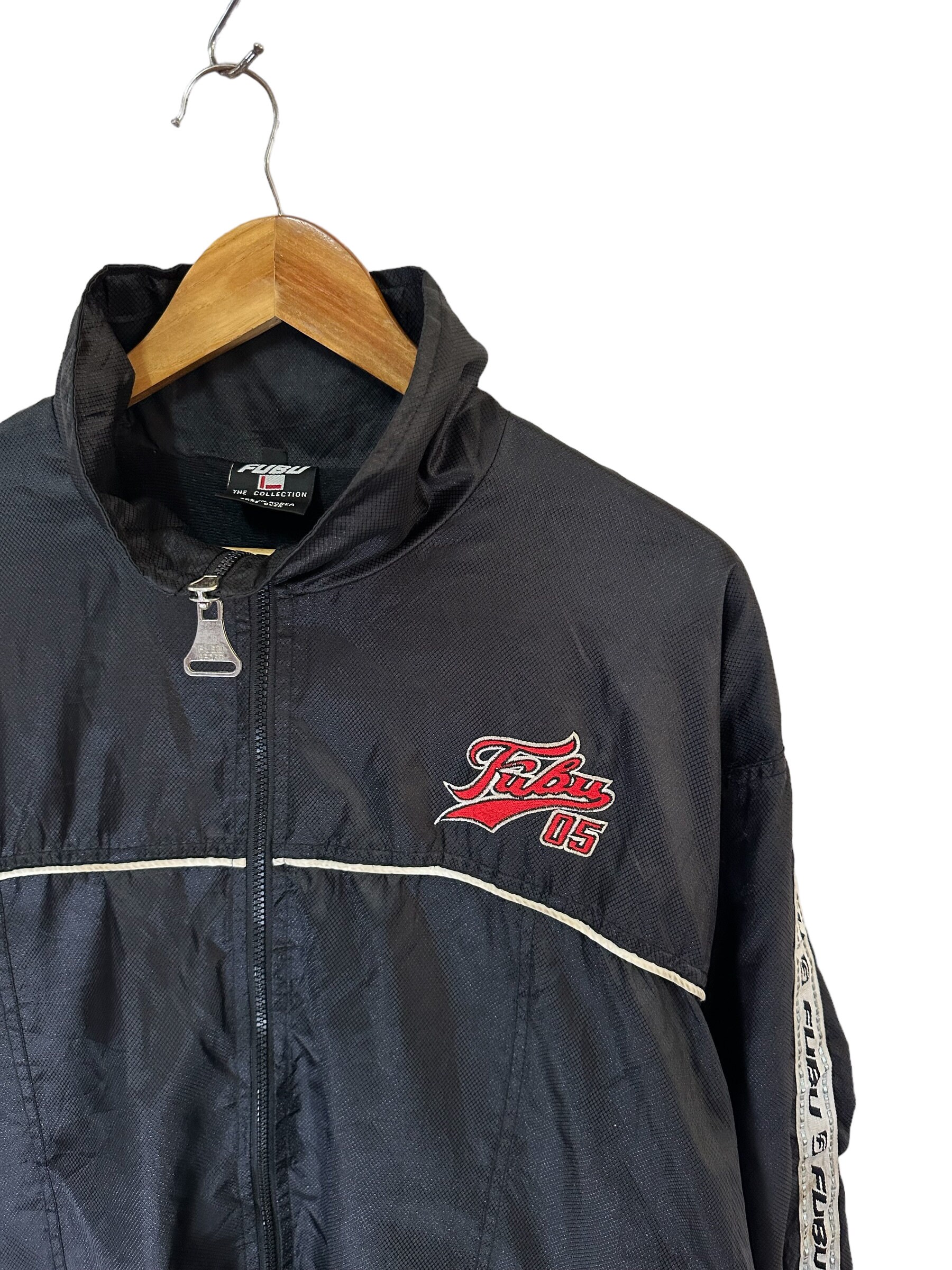 Vintage 90s 2000s FUBU Black Velour Zip Track Jacket Men's