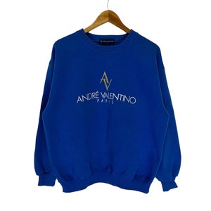 vintage 90s andre valentino paris sweatshirt big logo spellout embroidery jumper pullover