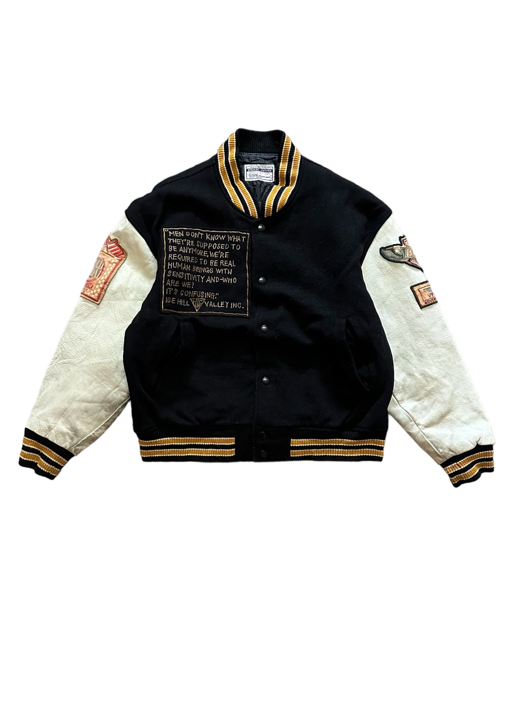 90s short real leather stadium  jacket 90s short real leather stadium jacket