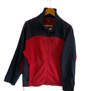 vintage nautica fleece jacket full zipper large size winter session jacket