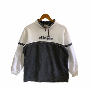 vintage ellese sweatshirt turtle neck big logo embroidery logo spellout logo jumper pullover woman medium size
