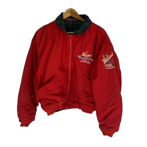 Vintage 90s Reversible Plaid Bomber Jacket Blood Stock Ski