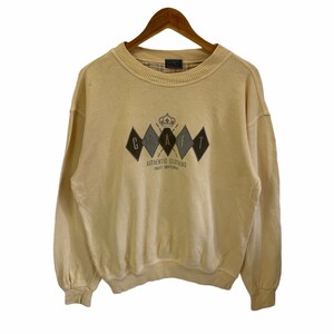 Vintage 90er Jahre Strick Sweatshirt Pullover Pullover grosses Logo Stickapplikation Top Design