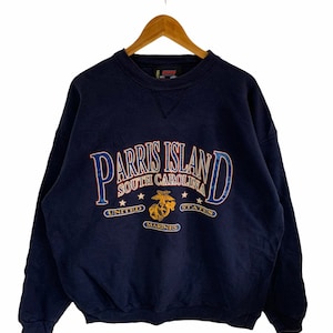 vintage 90s south carolins usm united states marine sweatshirt parris island base military big logo tag soffe xlarge size jumper pullover