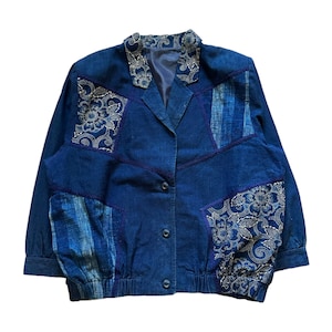 vintage indigo japanese brand jacket blazer japan fashion style patchwork style