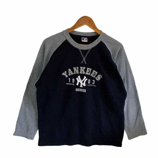 vintage new york yankees mlb sweatshirt long sleeves big logo jumper pullover medium size american baseball sweatshirt