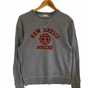 vintage 90s new mexico soccer sweatshirt embroidery suede sweatshirt big logo jumper pullover medium size