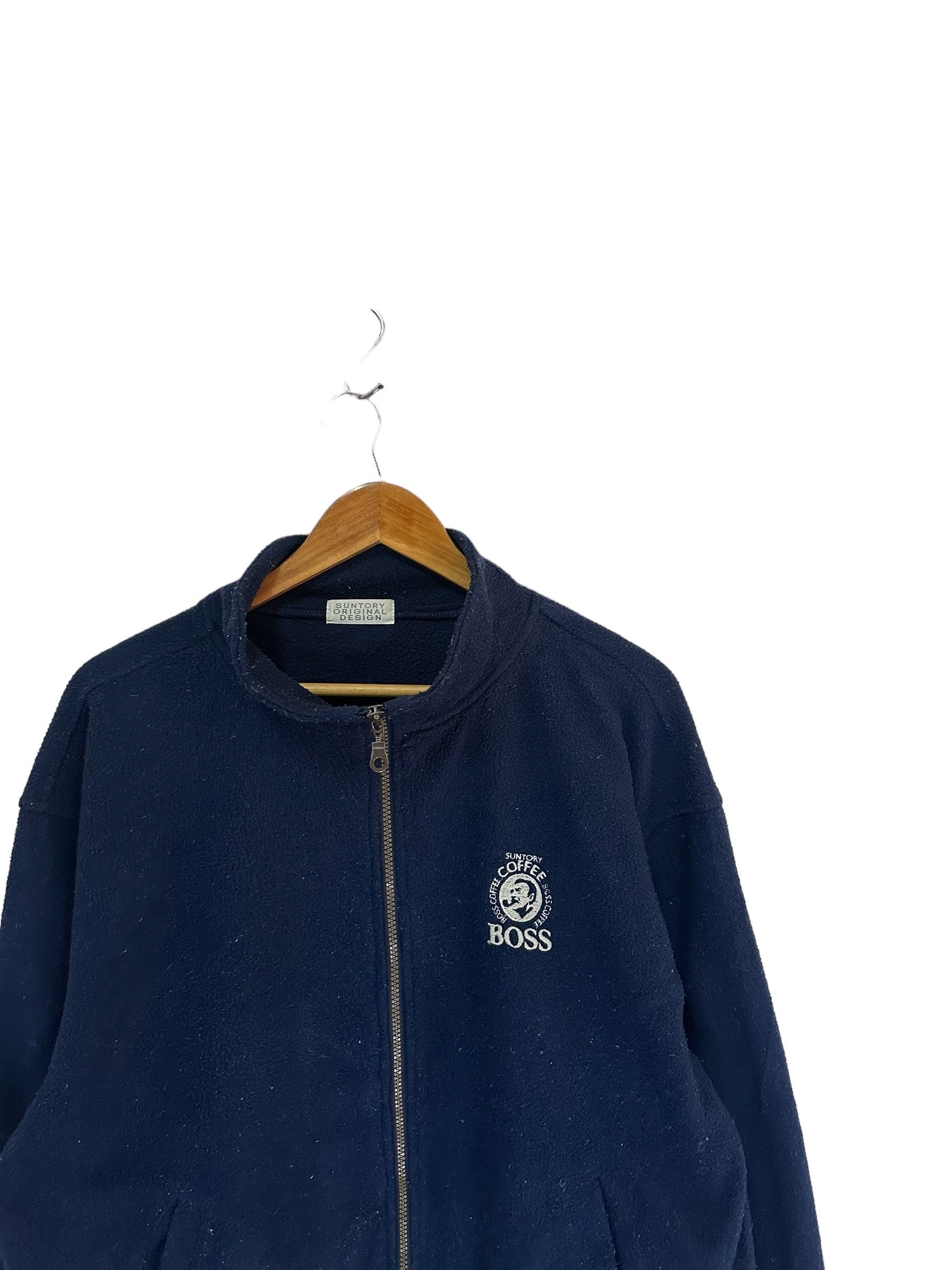Vintage 90s Suntory Coffee Boss Fleece Jacket Full Zipper Jacket 