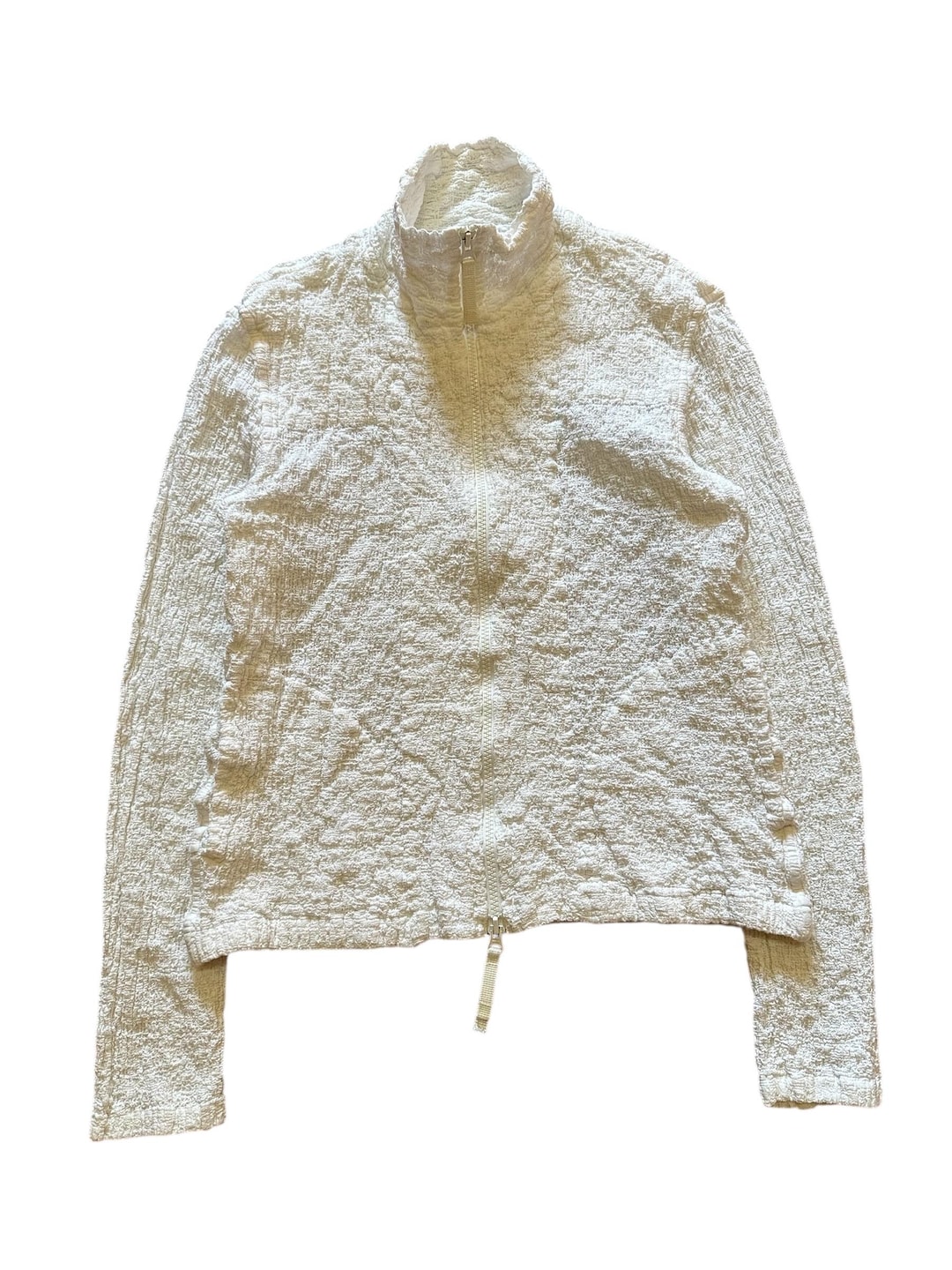 Issey Miyake ME Pleated Zip up Jacket Ivory White Textured