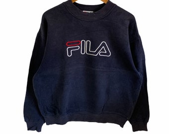 vintage jaren 90 fila swetshirt groot logo spelt logo trui trui medium maat gemaakt in Canada fila sport hiphop swag