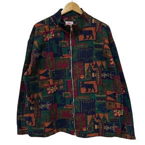 vintage 90s collection unique made in canada printed fleece jacket navajo style winter