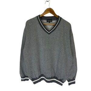 vintage plain sweatshirt v neck jumper pullover retro style sweatshirt