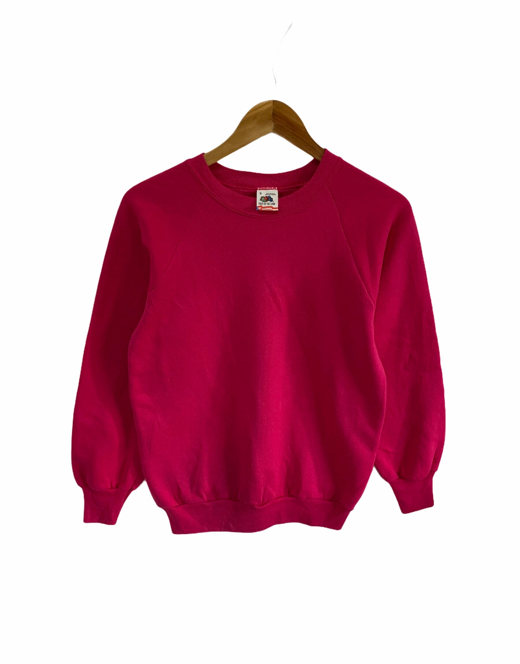 Vintage 90s Plain Sweatshirt Fruit of the Loom Small Size Pink
