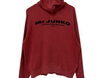 Vintage 90s Mr Junko Koshino Hoodie Full Zipper Jacket Red Nicely