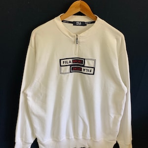 vintage 90s fila sports sweatshirt half zipped big logo mirror fila sports embroidery logo jumper pullover