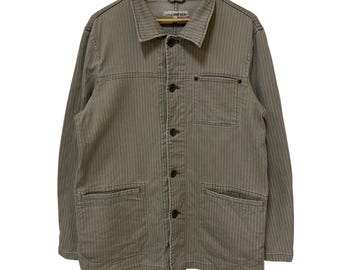vintage 90s open dich hickory stripes worker jacket rare fashion