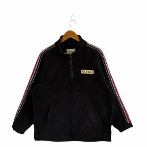 vintage 90s kensho abe sports fleece half zip jumper pullover sidetape black pullover made in japan