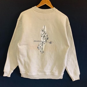 vintage body glove 90s yellow tag body glove big logo jumper pullover medium size made in usa surf sweatshirt body glove