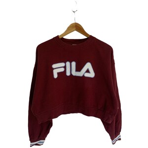 vintage fila croptop sweatshirt big logo jumper pullover