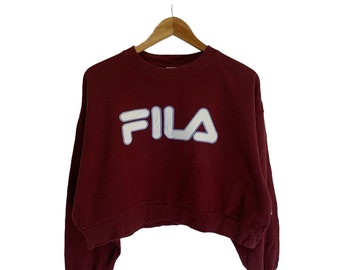 Sudadera corta vintage Fila con logo grande, jersey tipo jersey
