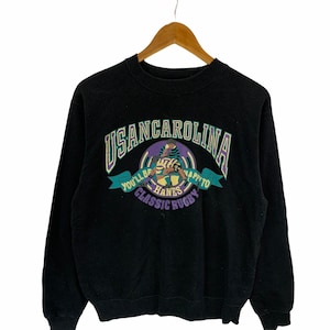 vintage 90s us an carolina sweatshirt rugby sweatshirt big logo 90s fashion sportswear jumper pullover medium size tag hanes vintage
