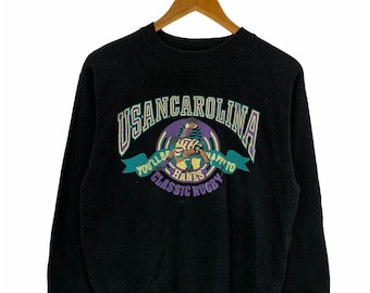 vintage 90s us an carolina sweatshirt rugby sweatshirt big logo 90s fashion sportswear jumper pullover medium size tag hanes vintage