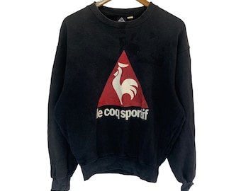 vintage le coq sportif sweatshirt big logo nicely faded sweatshirt jumper pullover