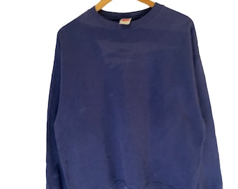 vintage 90s plain sweatshirt navy blue sun faded jumper pullover