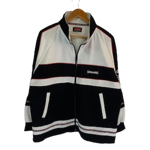 vintage 90s spalding tracktop jacket full zipper big logo sidetape jacket rare design