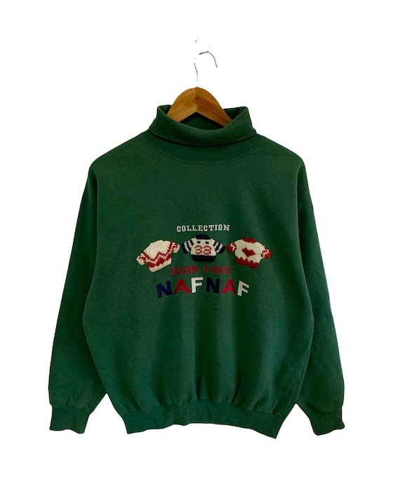 Vintage Naf Naf Collection Sweatshirt Big Logo Embroidery Logo Turtleneck  Sweatshirt Jumper Pullover Vintage Fashion Style -  Sweden