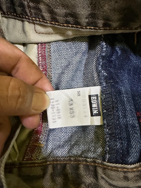 vintage edwin 503 rare design patchwork wide leg … - image 4