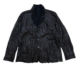 vintage issey miyake men reverse wrinkle jacket wool polyster made in japan