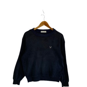 vintage 90s lyle and scott sweatshirt small embroidery logo jumper pullover medium mens size velvet sweatshirt