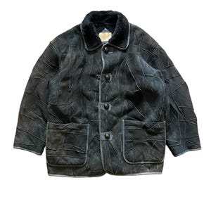 Chaqueta vintage de gamuza y cuero Hai Sporting Gear de los años 90 con parches, diseño inusual de Issey Miyake, talla mediana, estilo B3.