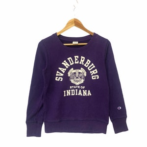 vintage champion sweatshirt svanderburg state of indiana big logo purple medium women size jumper pullover