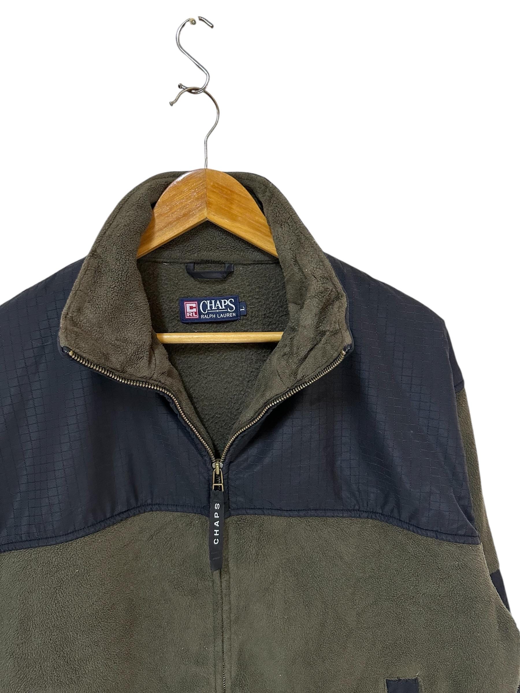 Vintage 90s Chaps Ralph Lauren Fleece Jacket Mens Large Size Full 