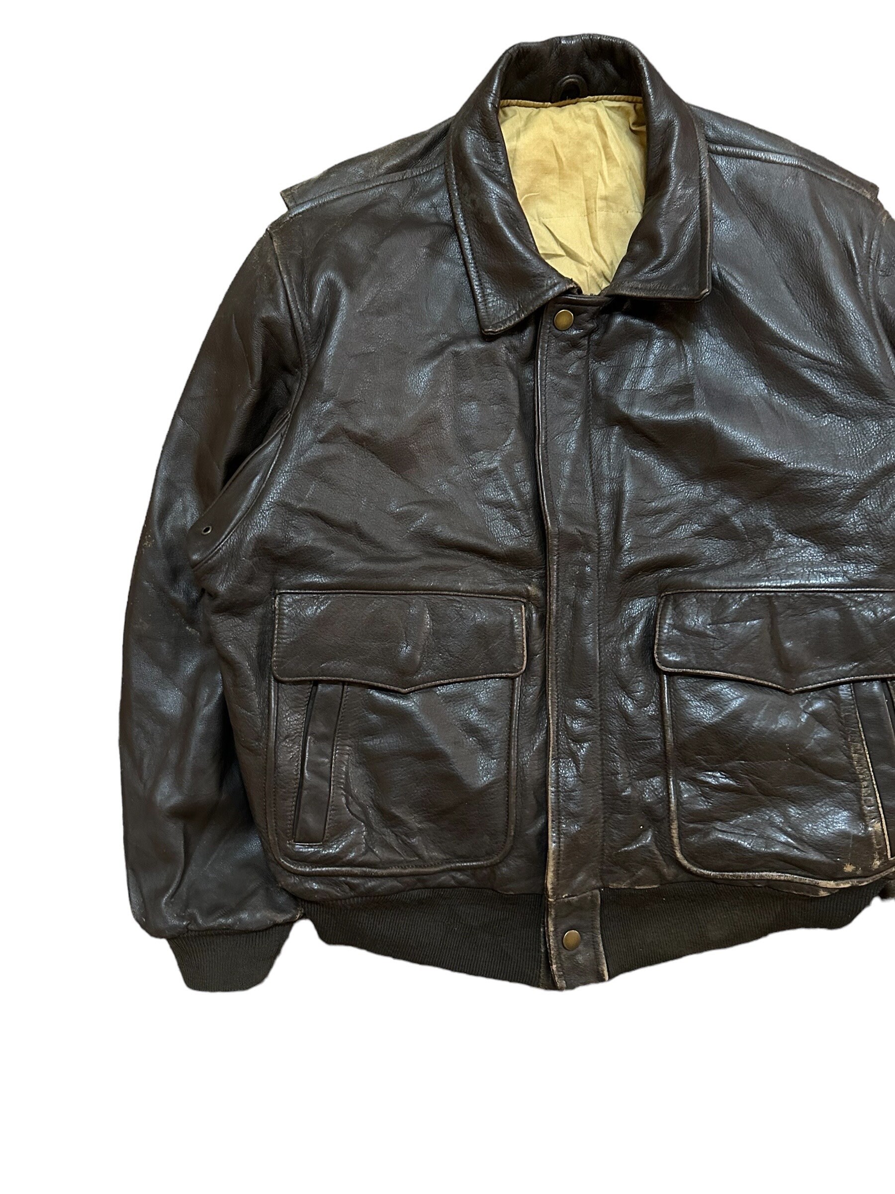 た*ど様 90s vintage A-2type leatherflight j Vintage Type A-2 Flyers Leather Jacket Large 1990s A-2
