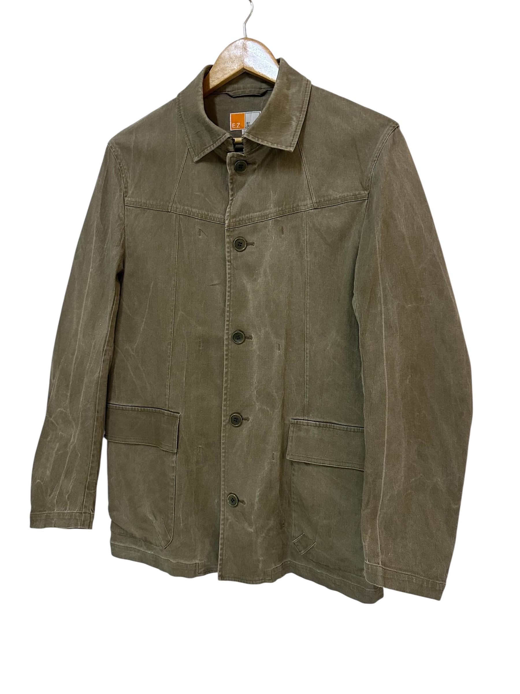 Vintage 90s EZ by Zegna Olive Green Canvas Jacket | Vintage