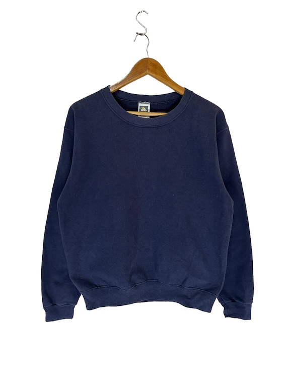 Vintage 90s Plain Sweatshirt Navy Blue Jumper Pullover Small Size Etsy UK