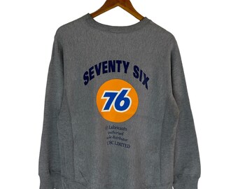 Sudadera de carreras vintage Seventy Six 76, talla mediana, tejido inverso, con el logotipo de Bog y lubricante de carreras.