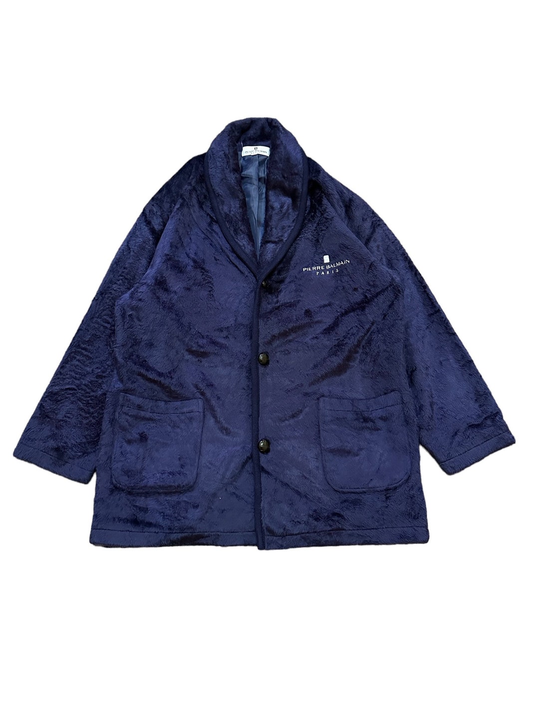 Giacca vintage anni '90 in pile Pierre Balmain, abbigliamento da