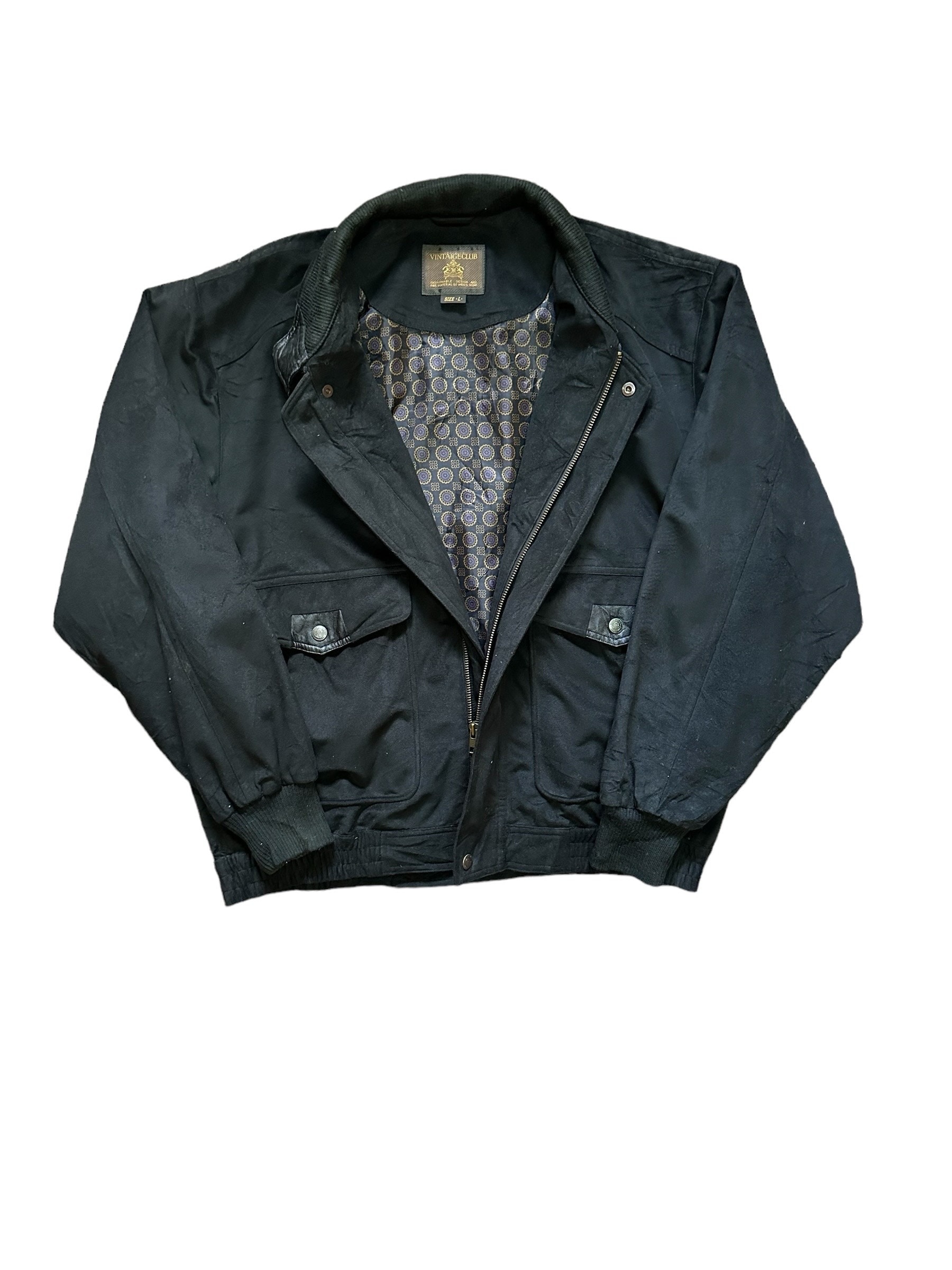 Vintage Mens Jacket Suede Double Pocket Black Casual Jacket - Etsy