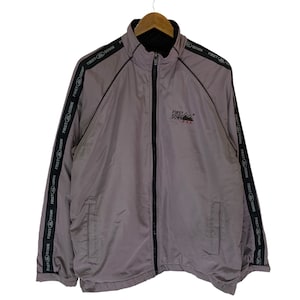 vintage 90s first down windbreaker jacket fleece lined sidetape rare design usa