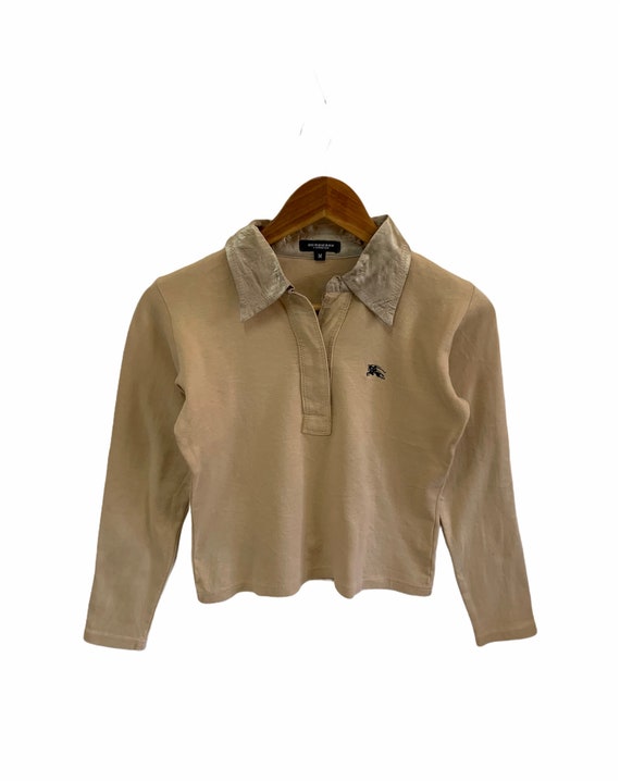 Vintage Burberry Women Shirt Croptop Small Embroidery Logo Half Button Crop Women Top Burberry London Medium Size Etsy Canada